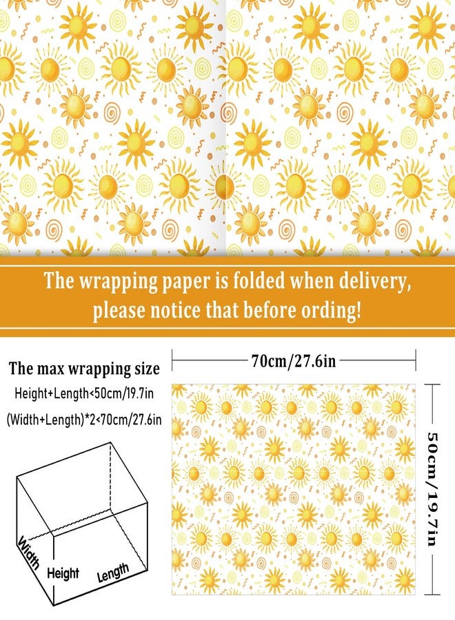 وولاين ورق تغليف هدايا Whaline مكون من 12 ورقة بتصميم بوهيمي شمسي مائي، 4 تصاميم، لون أصفر، مقاس 19.7 × 27.6 بوصة، مطوي بشكل مسطح، مثالي لأعياد الميلاد وحفلات استقبال المولود الجديد والحرف اليدوية وتزيين الهدايا. - Image 2